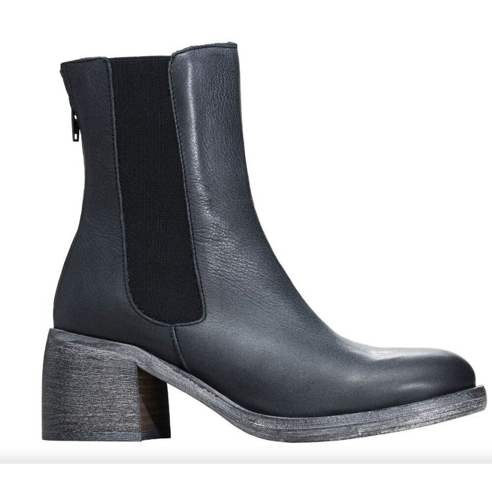 Free People Essential Chelsea Boots EU 38 Black Leather Chunky Heel